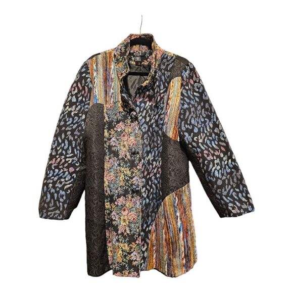 MOKA Patchwork Artsy Mixed Print Jacket Coat - Size XL - Picture 1 of 8